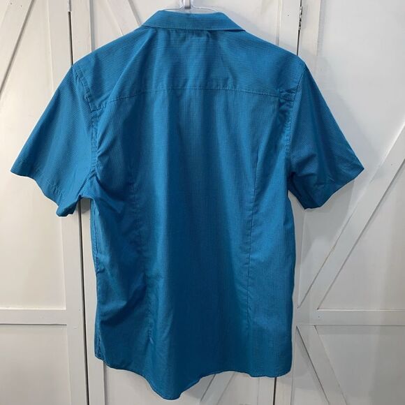 Perry Ellis Men's Slim Fit Short Sleeve Button Down Collared Shirt In Blue Large - Picture 4 of 11